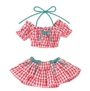 Gingham Check Puff Sleeve Bikini Set (Red Plaid), Azone, Accessories, 1/6, 4560120200255
